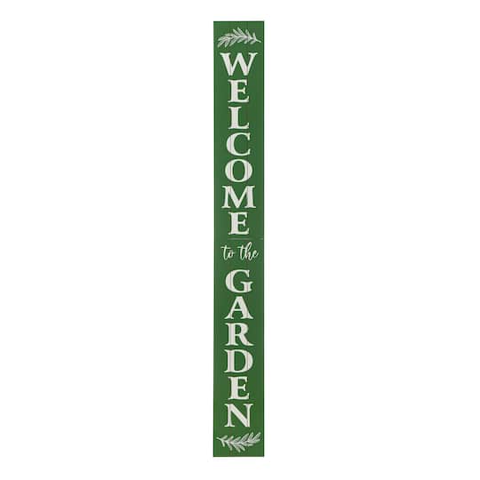 Glitzhome&#xAE; 5ft. Oversized Green Welcome to the Garden Porch Sign